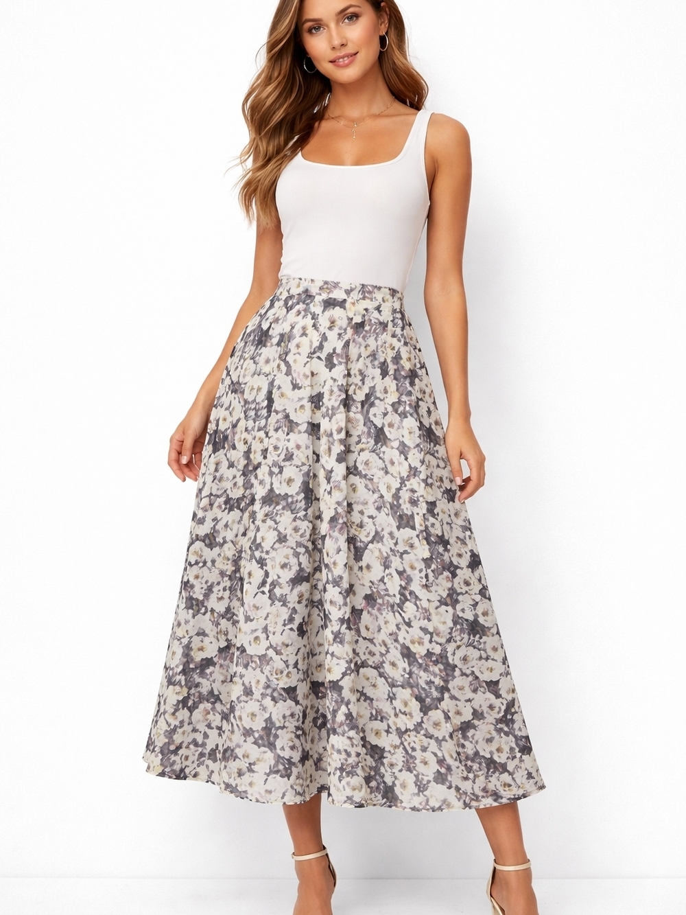 Vintage Mix Nouveau Floral Maxi Skirt Flowy A-Line Whimsigoth Fairycore Size S